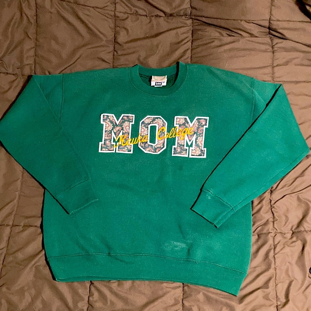 Vintage Made in USA Sweater Keuka College Mom Paisley Print 2XL